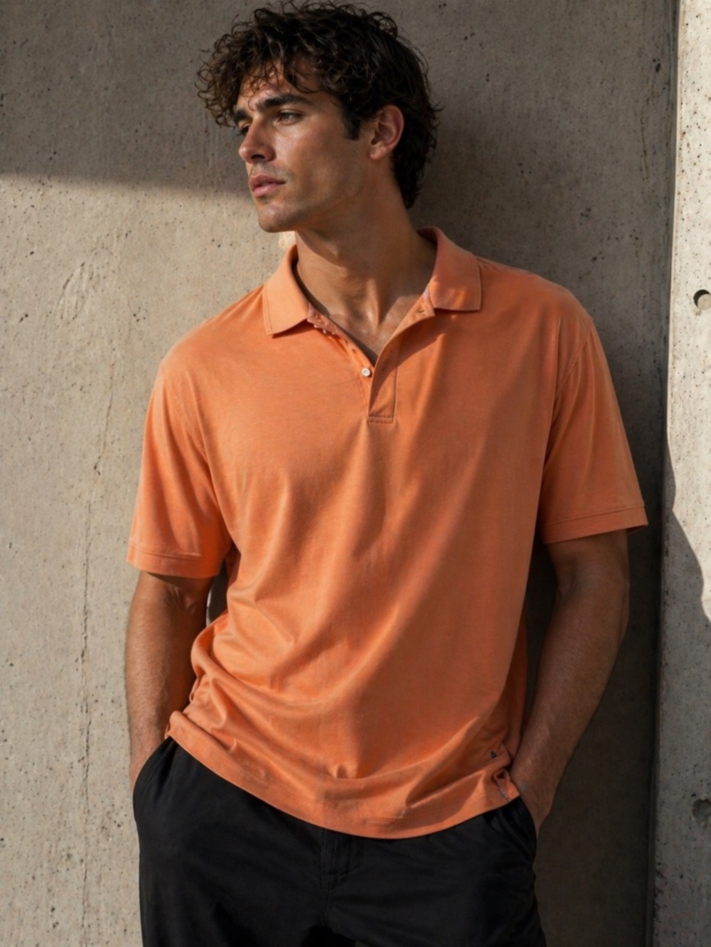 Calvin Klein Jeans Men’s XL Polo Shirt Peach Orange 100% Cotton Classic